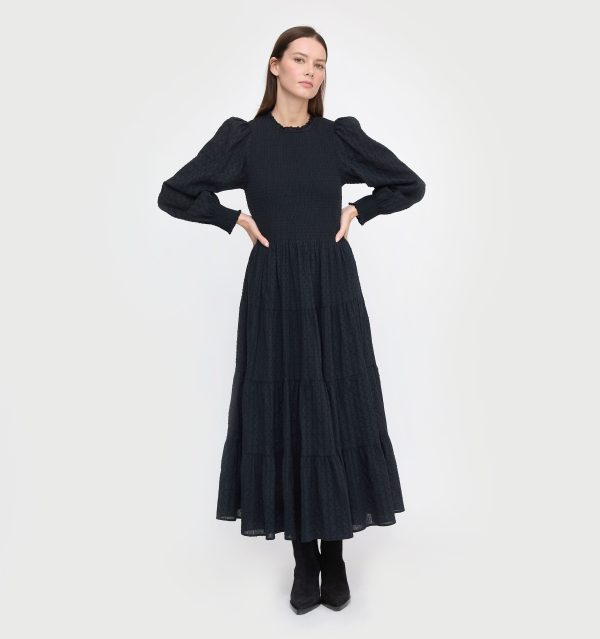 The Viviana Nap Dress - Black Linear Swiss Dot Online Hot Sale