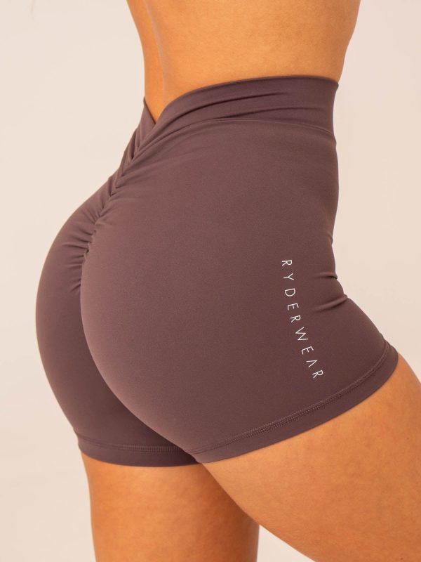 NKD V Scrunch Shorts - Plum For Sale - Image 5