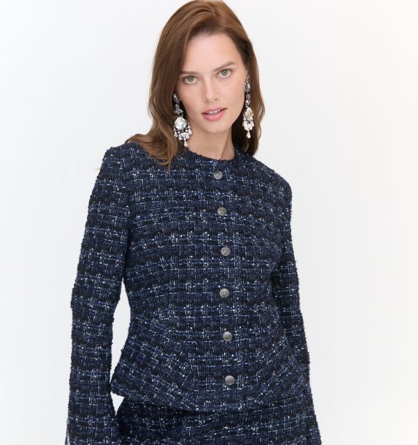 The Valentina Jacket - Navy Tweed For Sale