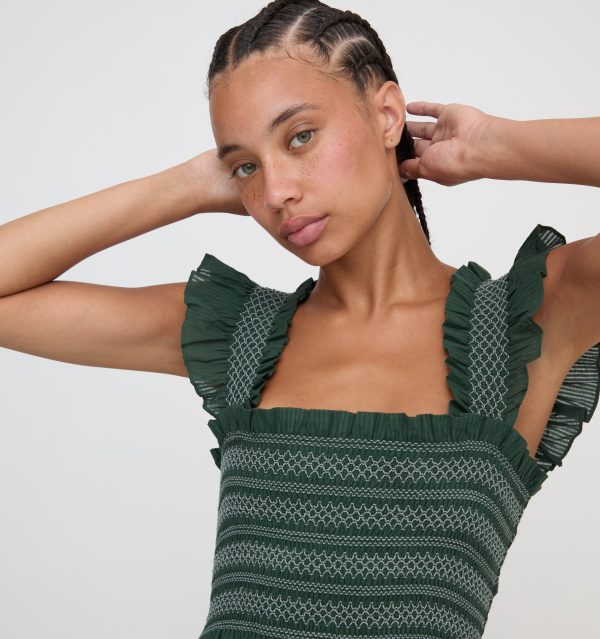 The Ellie Nap Dress - Green Shadow Stripe For Discount - Image 2