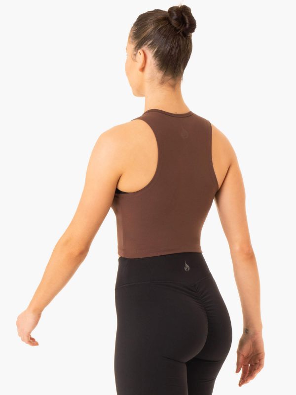Embody Zip Up Crop - Chocolate For Discount - Image 3