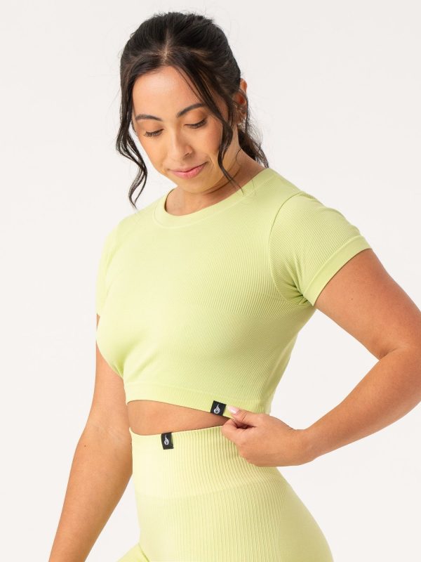 Rib Seamless T-Shirt - Lime Cheap - Image 5
